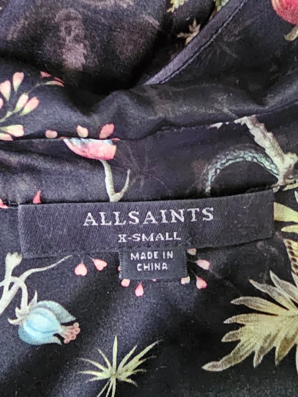 AllSaints Black Floral Botanical Print Blouse – Size XS - Picture 5 of 10